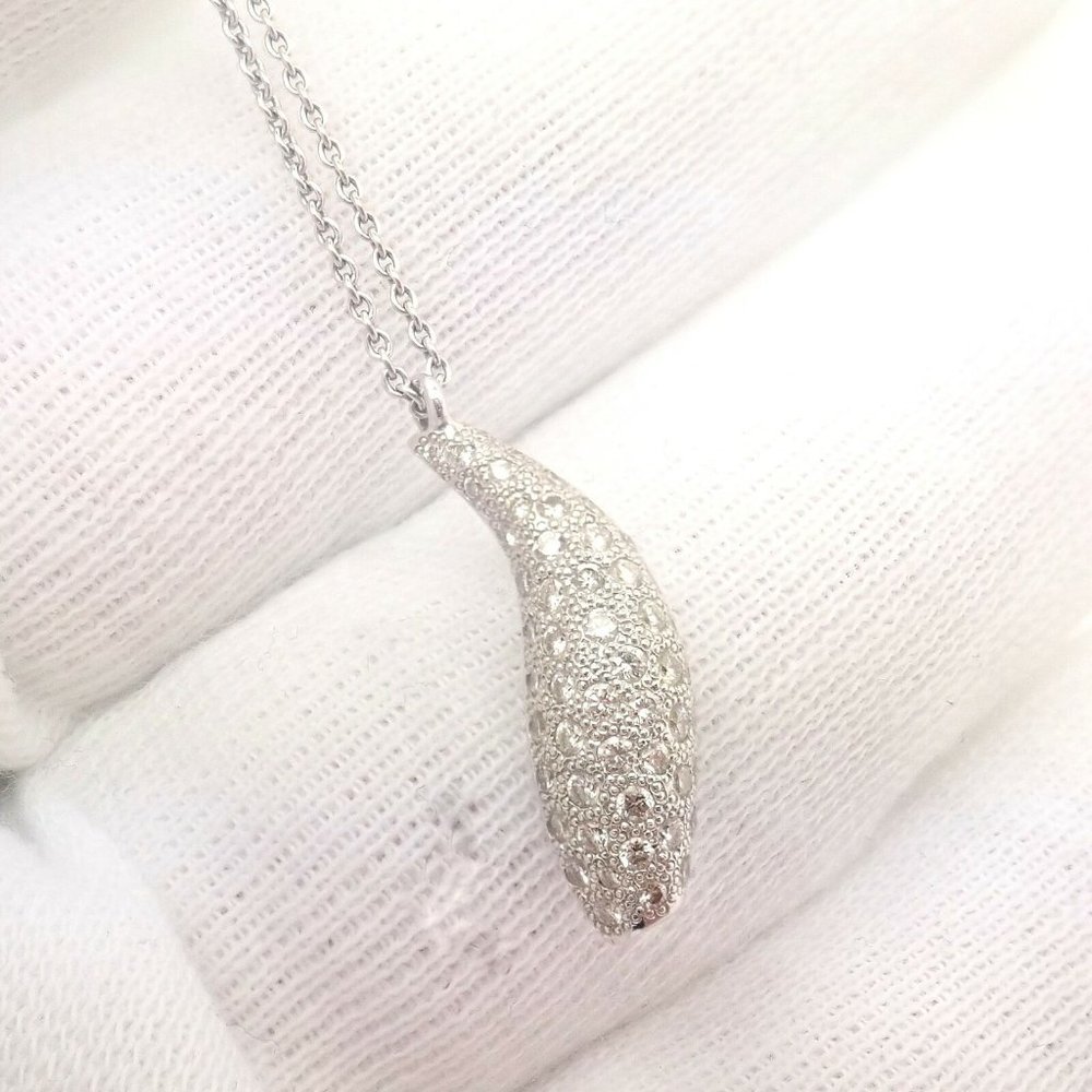 Authentic! Tiffany & Co 18k White Gold Frank Gehry Diamond Fish Necklace - Picture 11 of 12